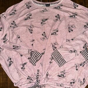 Disney Pink and Black Mickey Mouse Pajama Top